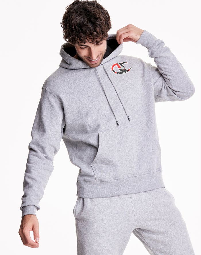 Champion Powerblend Fleece Liquid Filled C Erkek Kapşonlu Sweatshirt Gri ( PFVRMS142 )